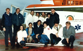 LifeFlight helicopter with pilots, nurses & staff