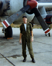 Chuck in front of SP-2H Neptune at Airbase in Mediterranean